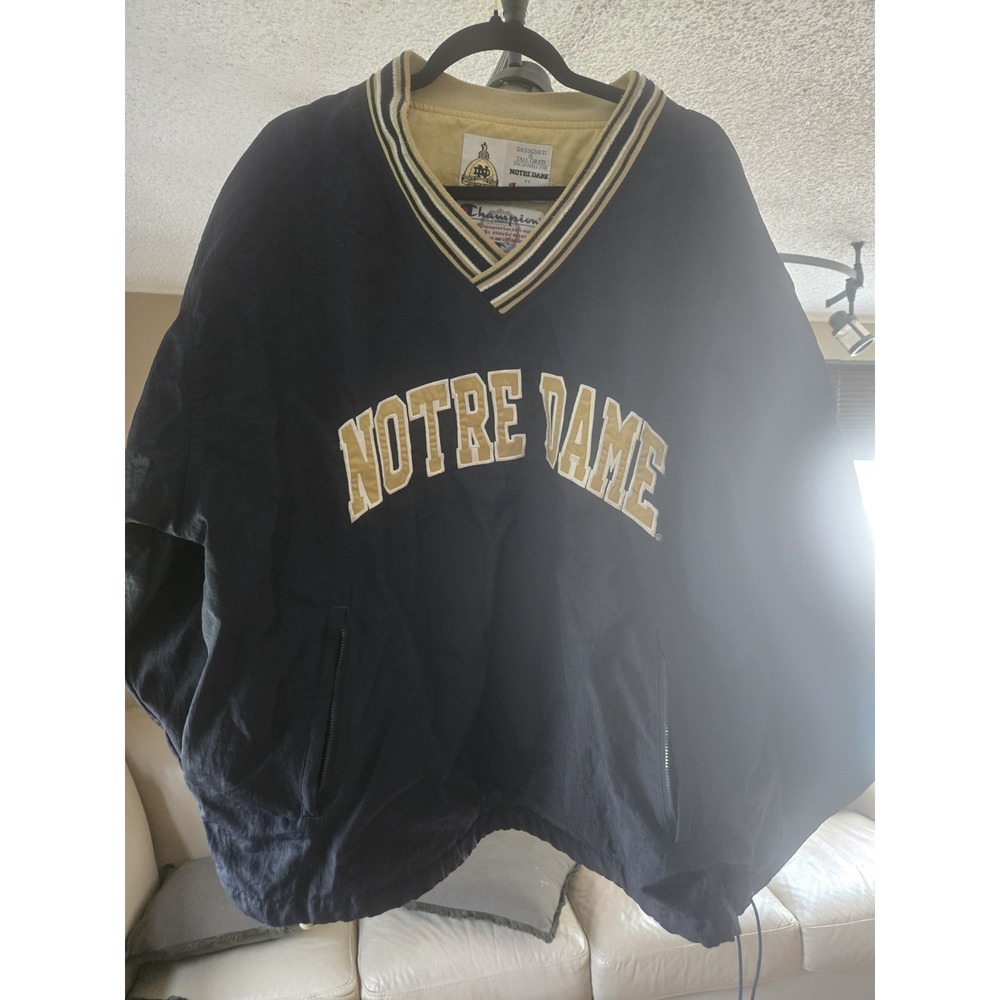 Vintage Champion Notre Dame Fighting Irish V Neck Pullover Jacket‎ Size L